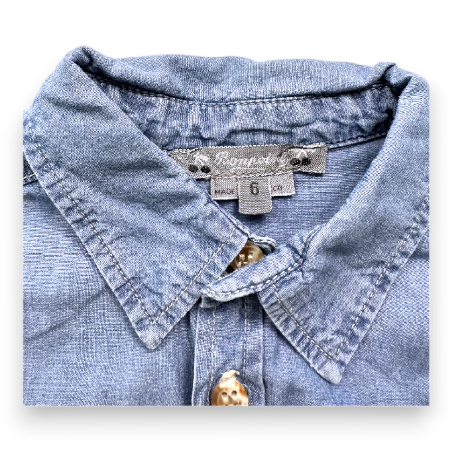 BONPOINT - Chemise en jean bleue à manches longues - 6 ans