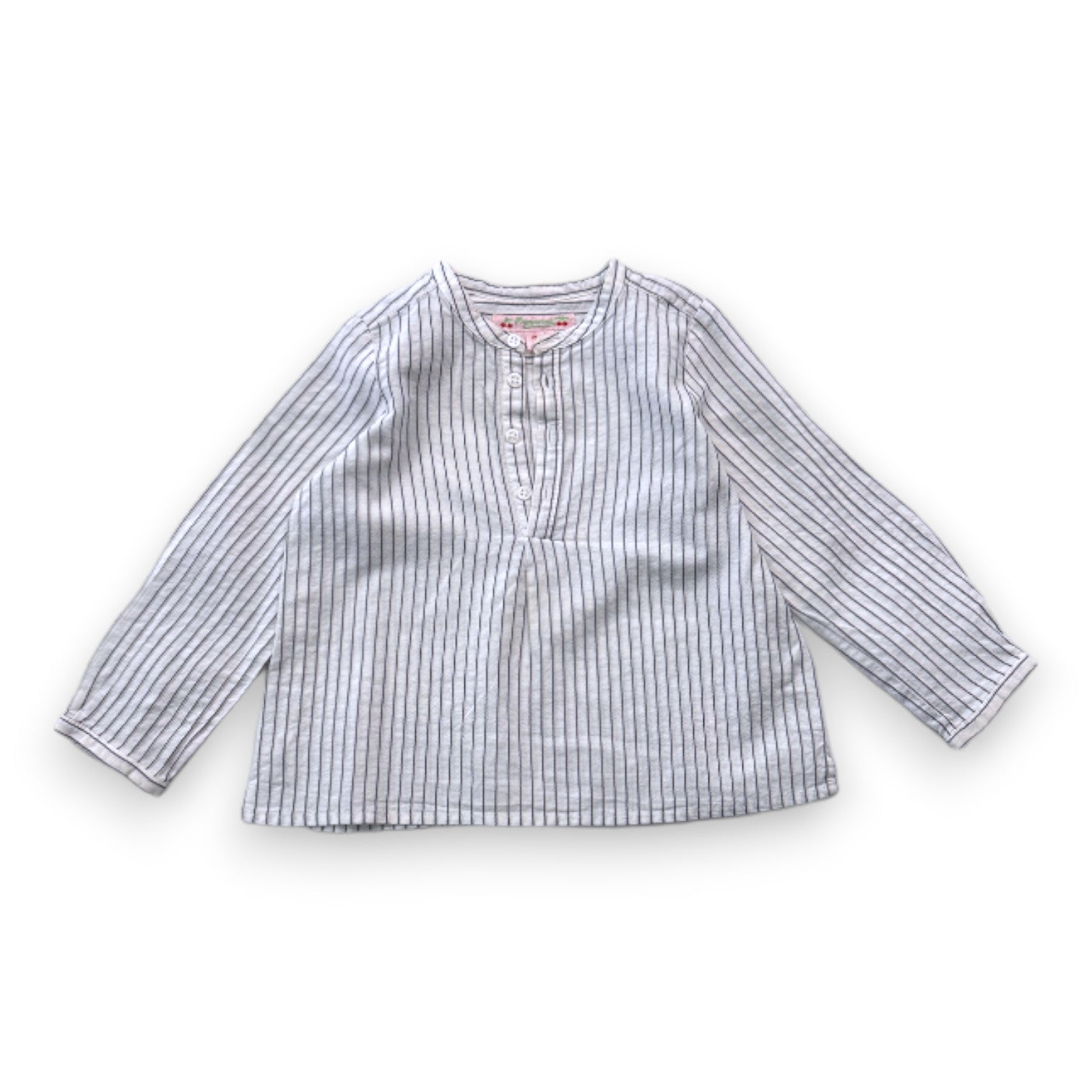 BONPOINT - Blouse à manches longues blanche à rayures - 2 ans