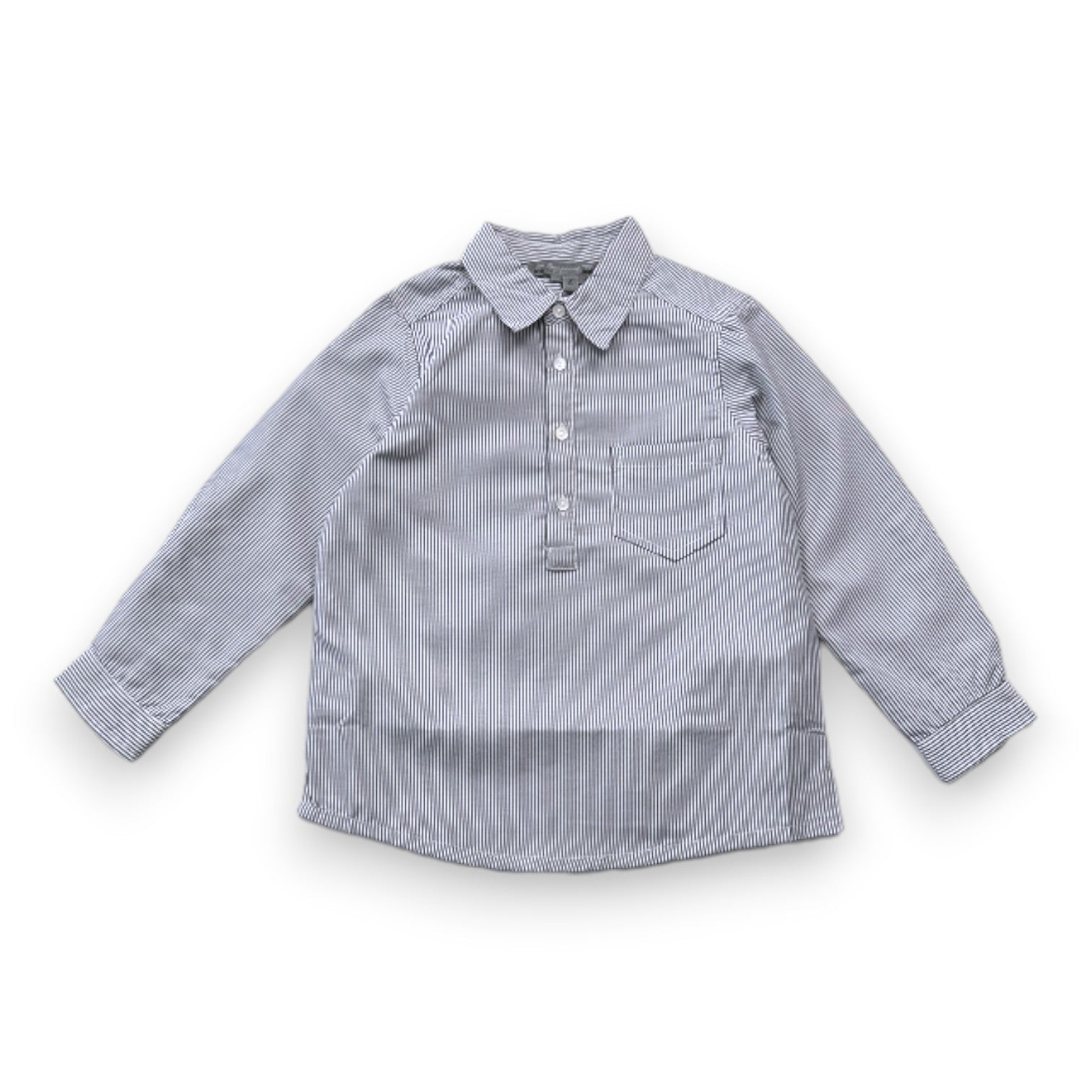 BONPOINT - Chemise à manches longues blanche et grise à rayures neuve - 4 ans