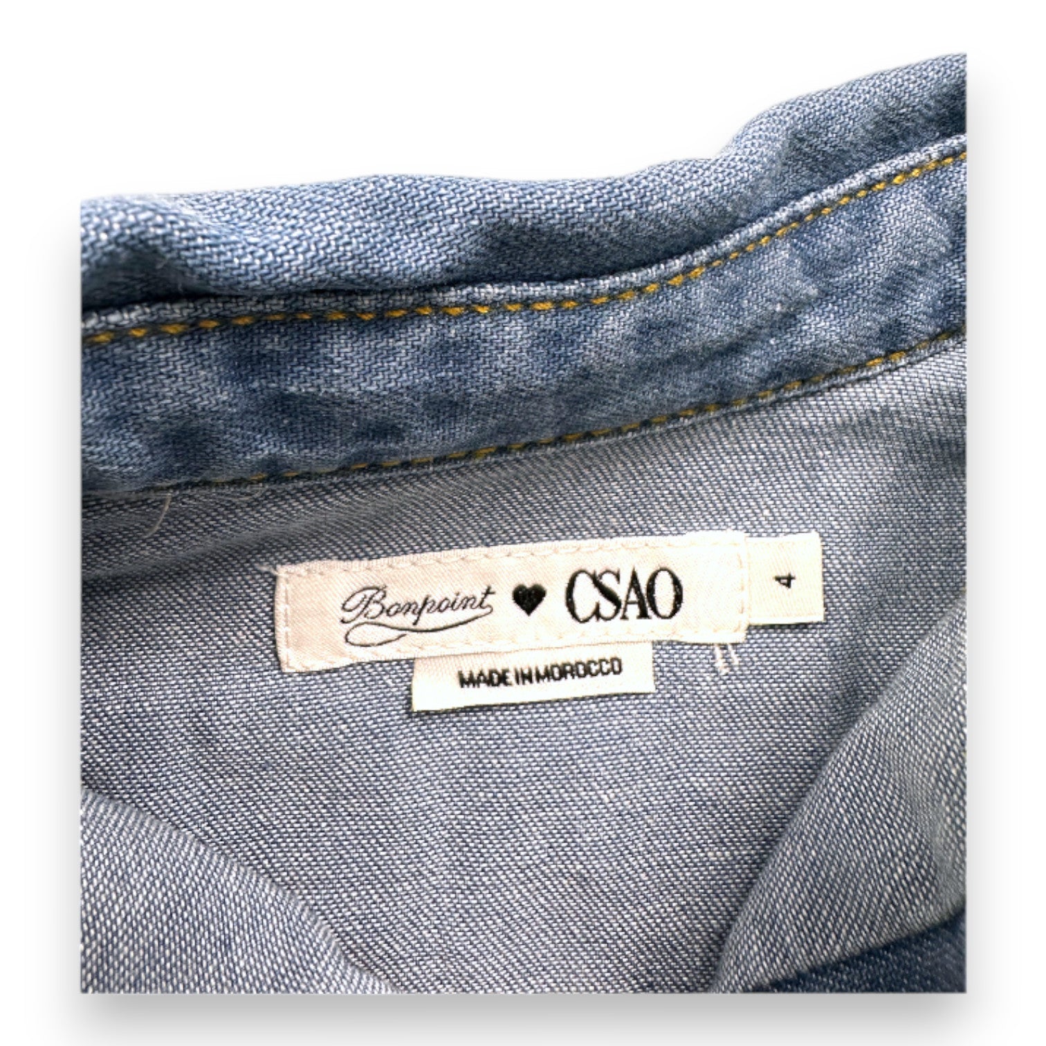 BONPOINT - Langarmhemd aus blauem Denim - 4 Jahre