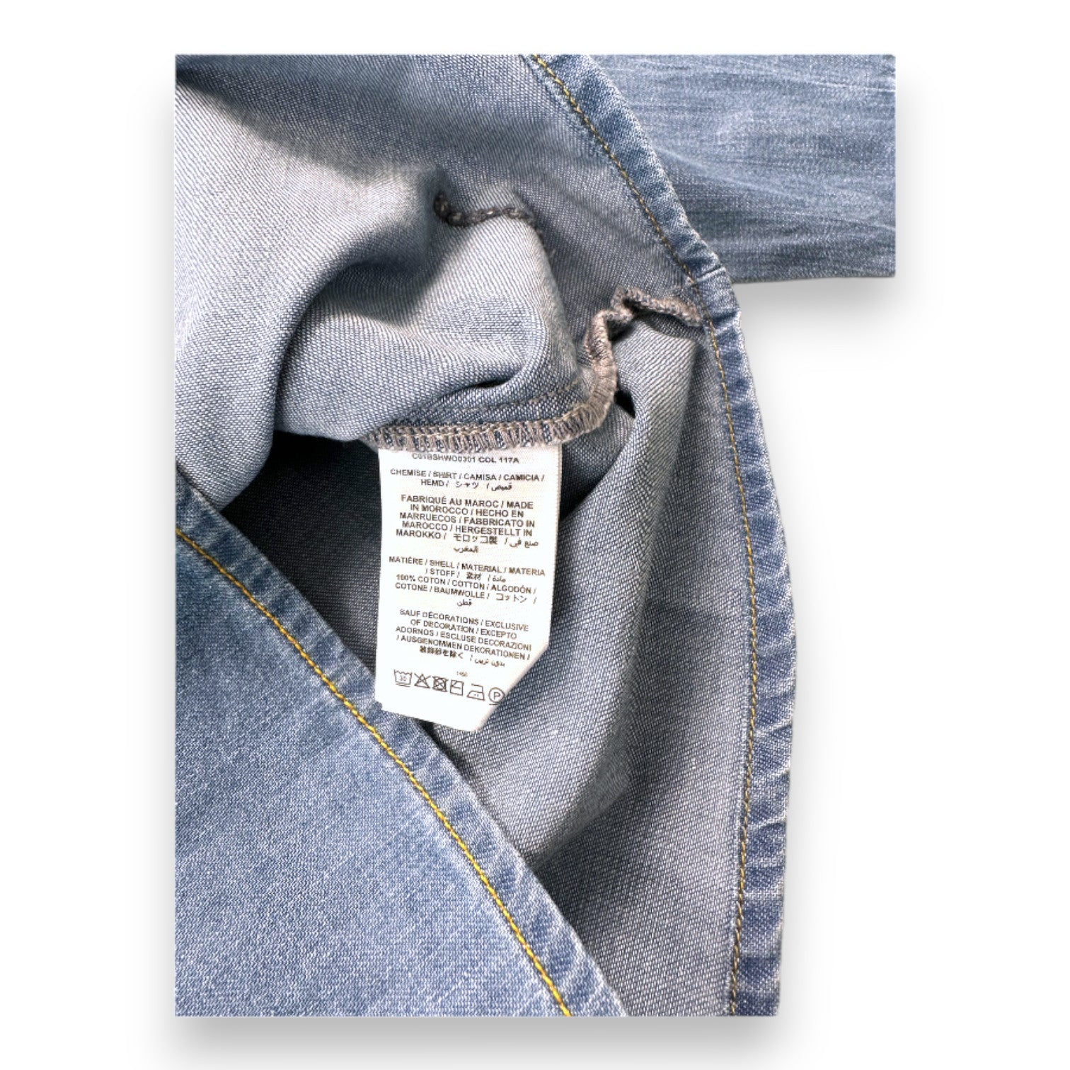 BONPOINT - Langarmhemd aus blauem Denim - 4 Jahre