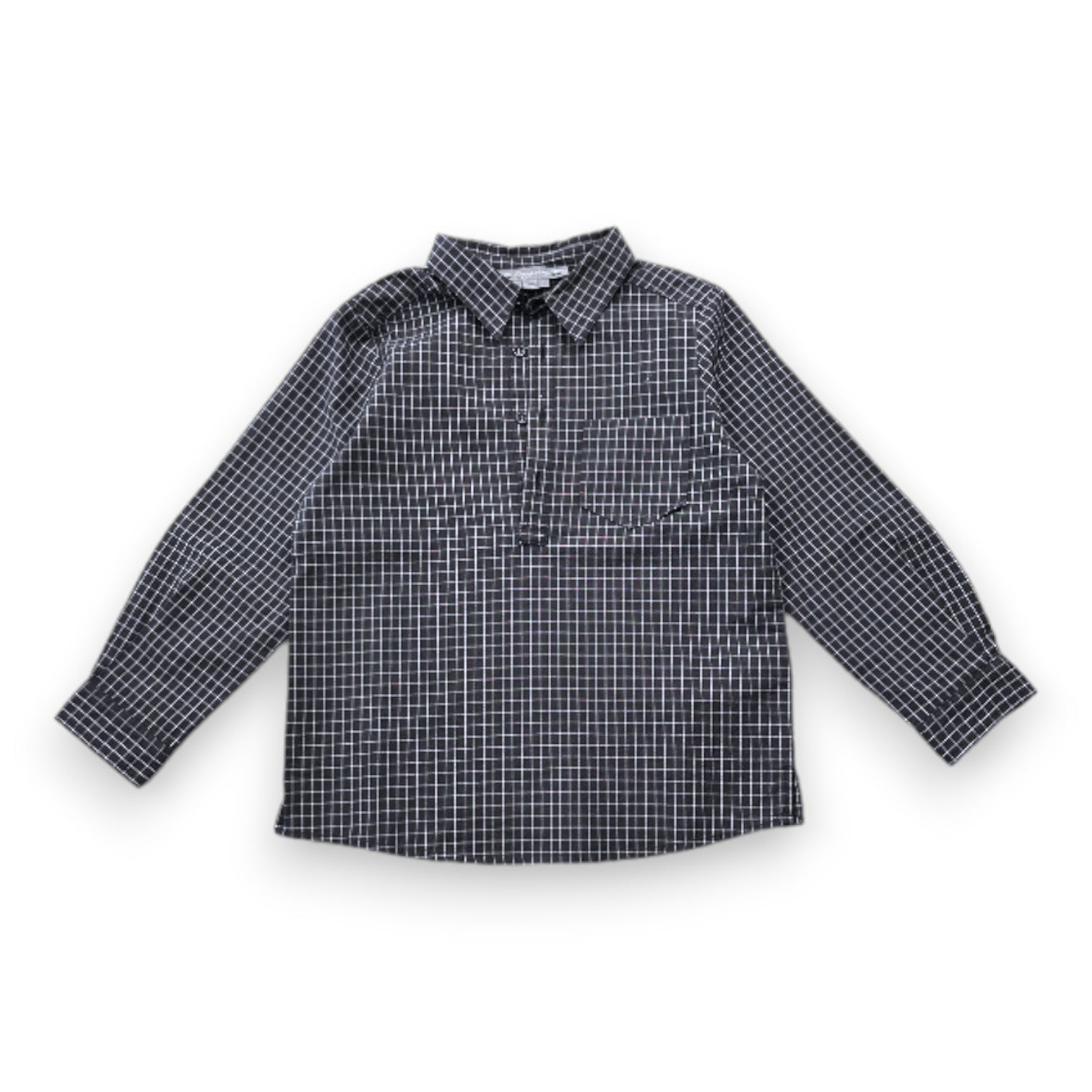 BONPOINT - Chemise à manches longues noire à carreaux - 4 ans