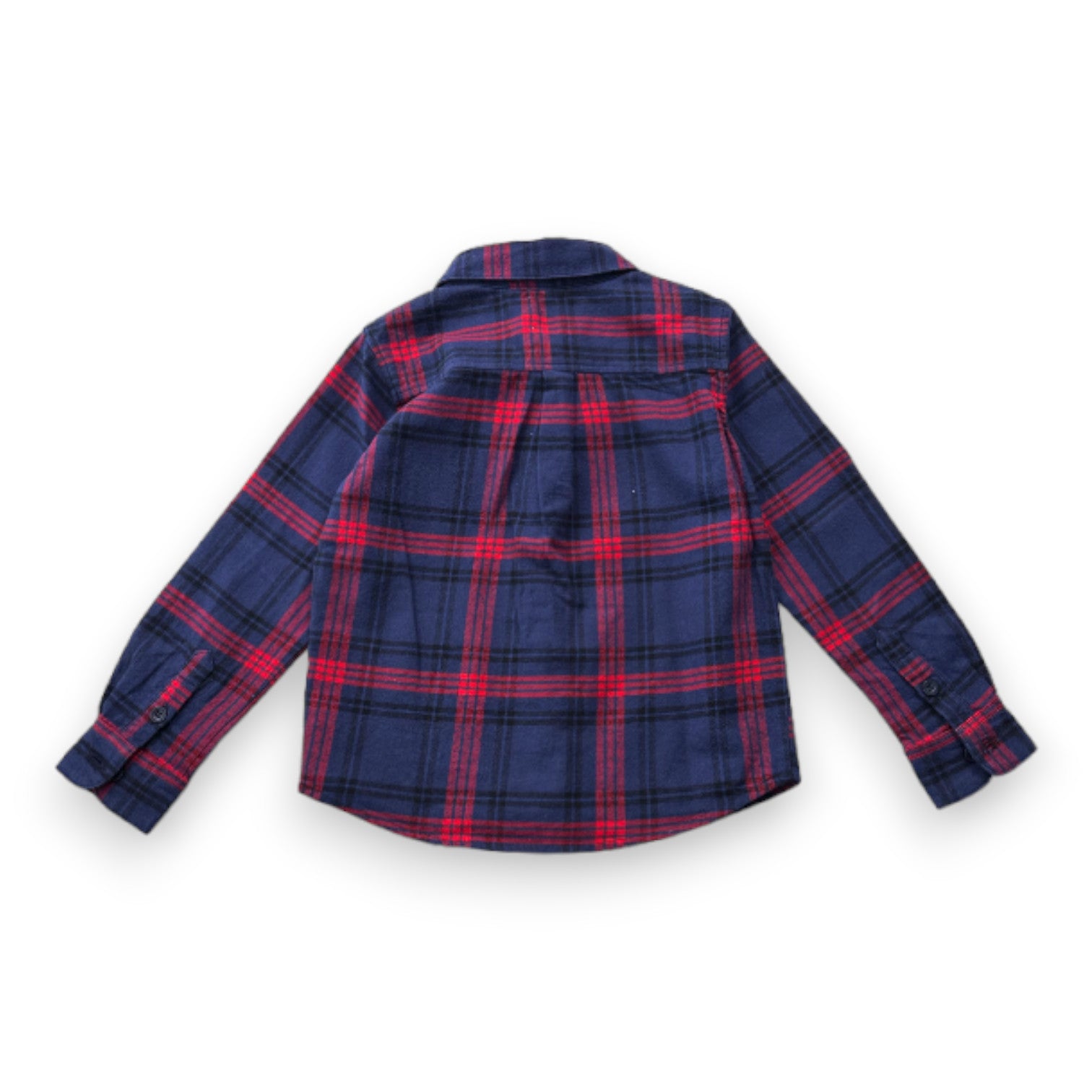 PETIT BATEAU - Chemise à manches longues bleu et rouge à carreaux - 5 ans