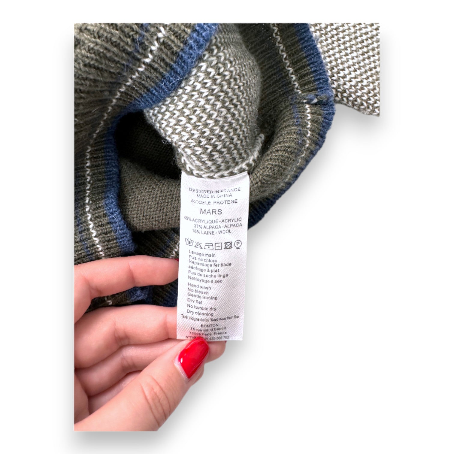 BONTON - Green and blue wool sweater - 4 years