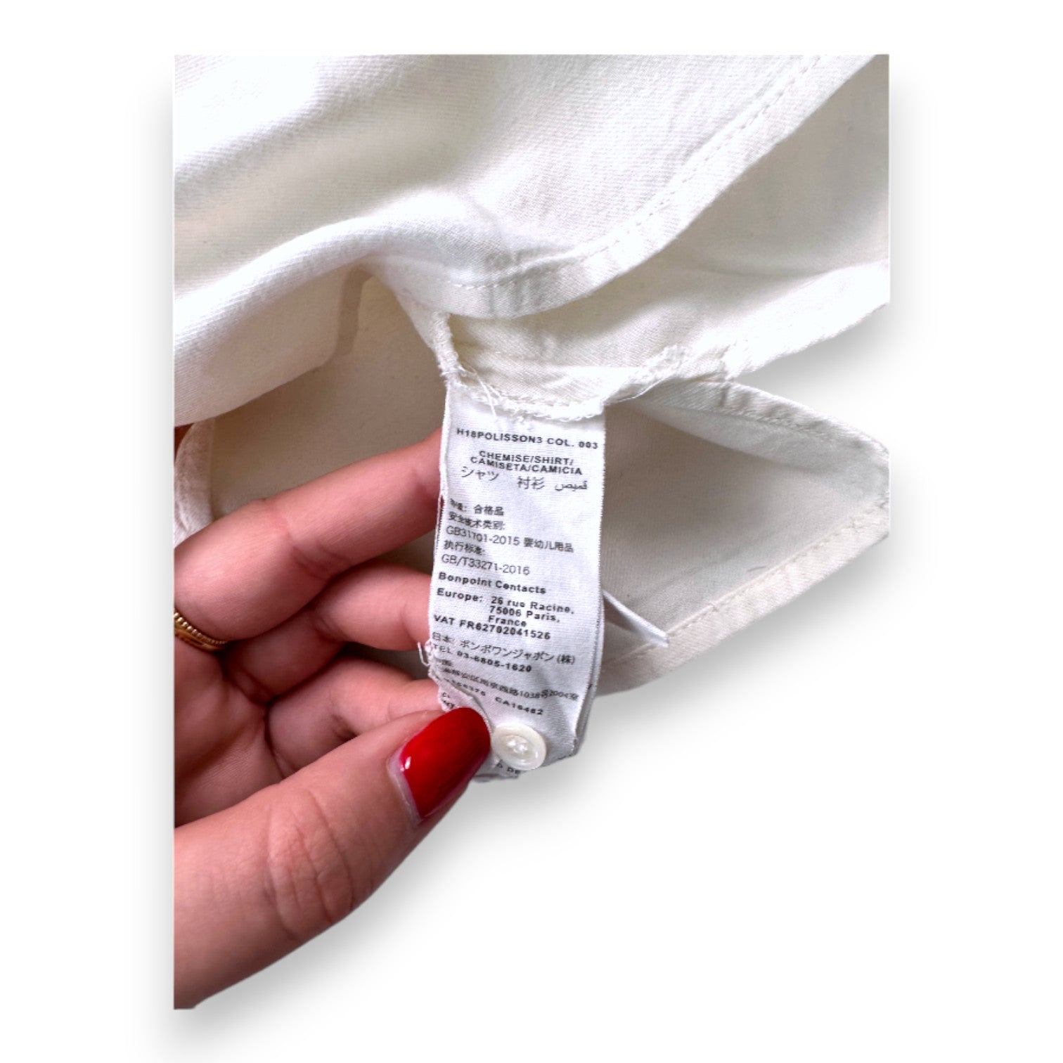 BONPOINT - Blouse à manches longues blanche - 18 mois