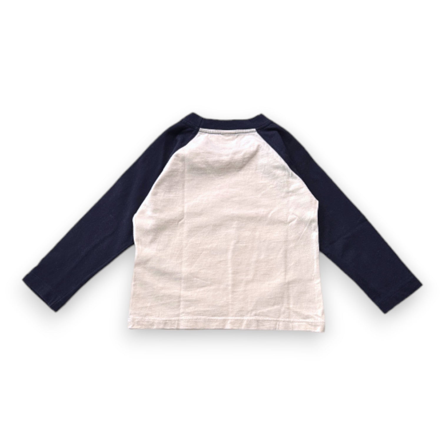 PETIT BATEAU - T-shirt à manches longues beige et bleu - 4 ans