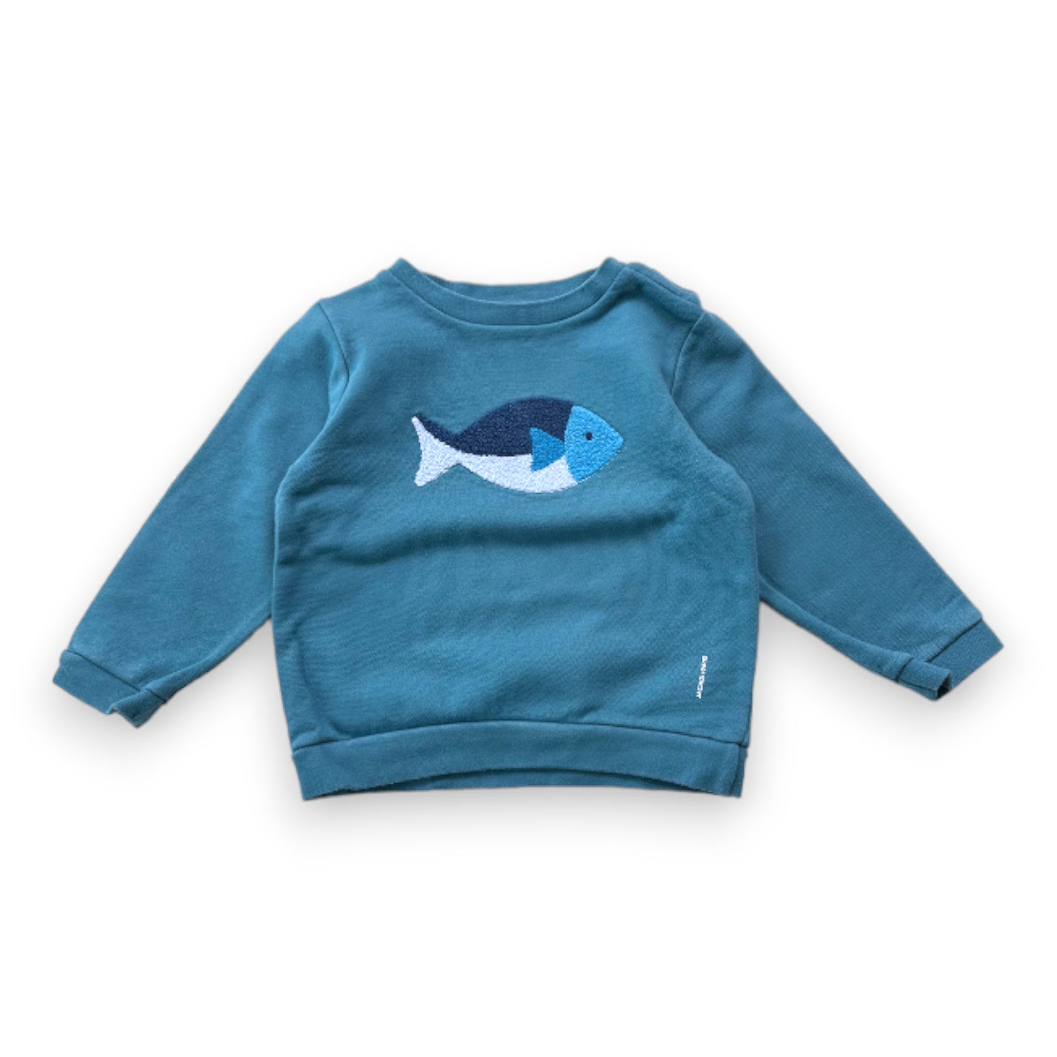JACADI - Sweat bleu à manches longues avec poisson brodé - 3 ans