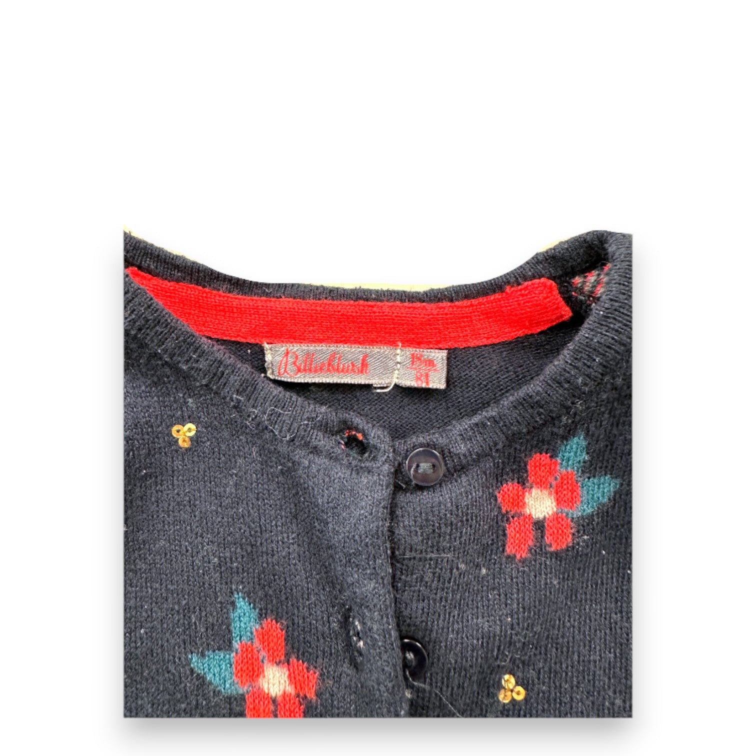 BILLIEBLUSH - Marineblaue Strickjacke mit Prints - 18 Monate