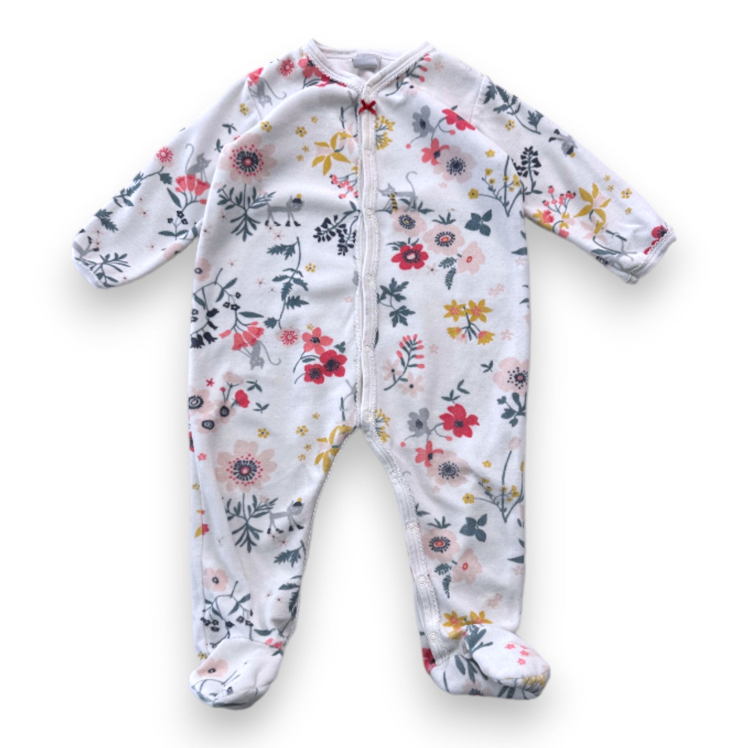 PETIT BATEAU - Pyjama blanc à fleurs - 18 mois