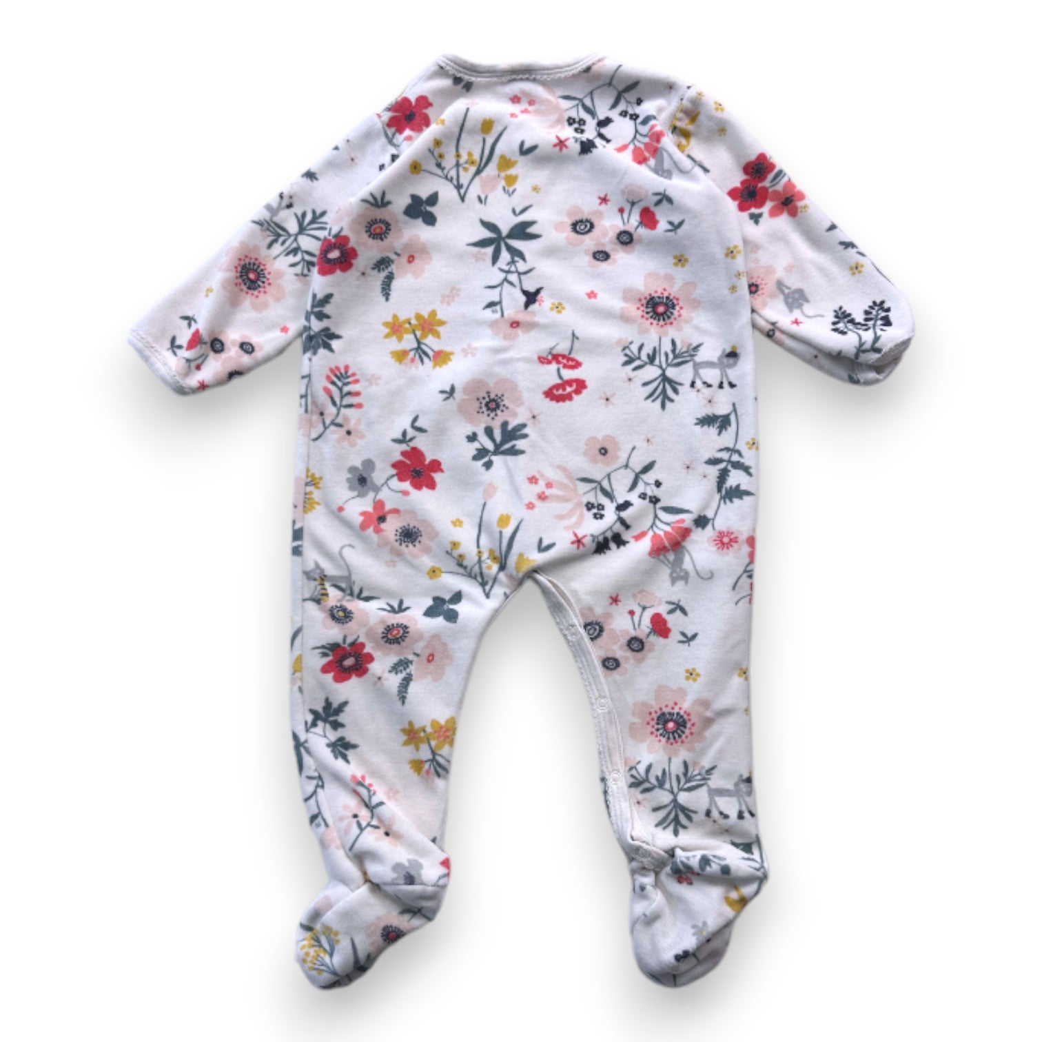 PETIT BATEAU - Pyjama blanc à fleurs - 18 mois