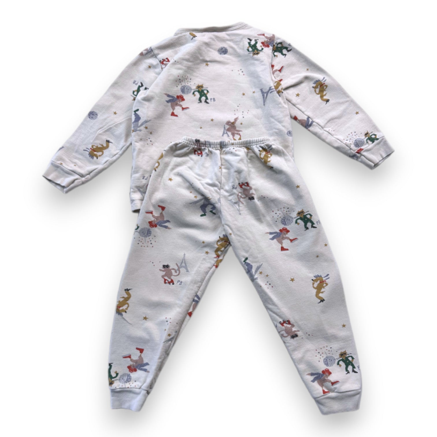 PETIT BATEAU - Beige pajama set with prints - 5 years