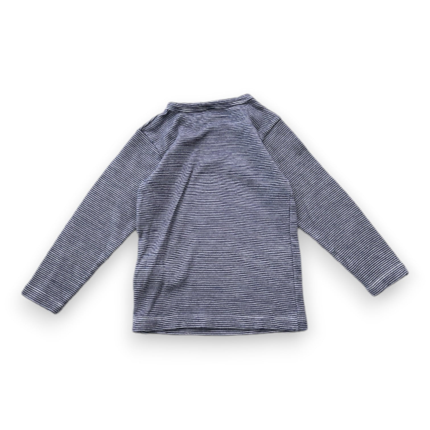 PETIT BATEAU - Blau-weiß gestreiftes Langarm-T-Shirt aus Wolle - 6 Jahre
