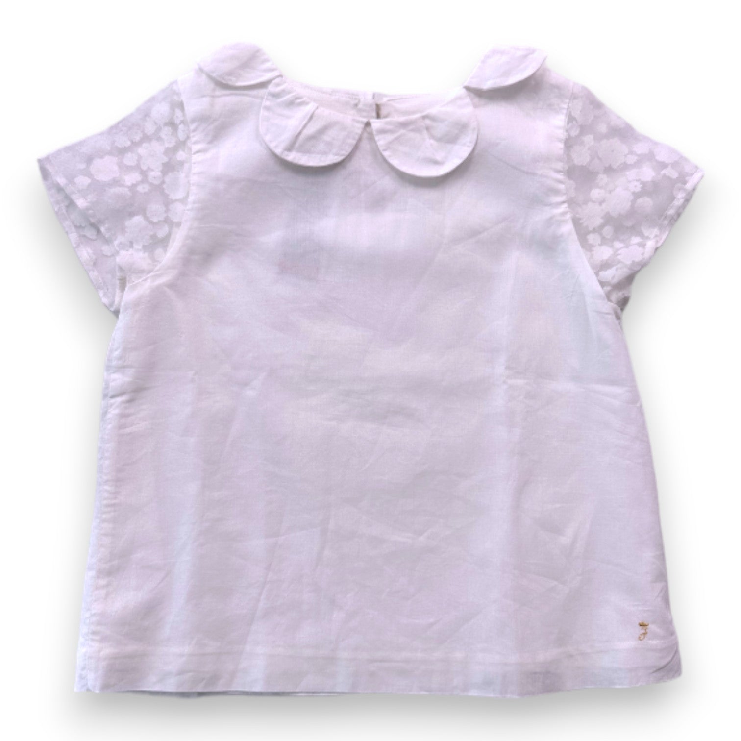 JACADI - t-shirt blanc avec manches transparantes à fleurs - 5 ans