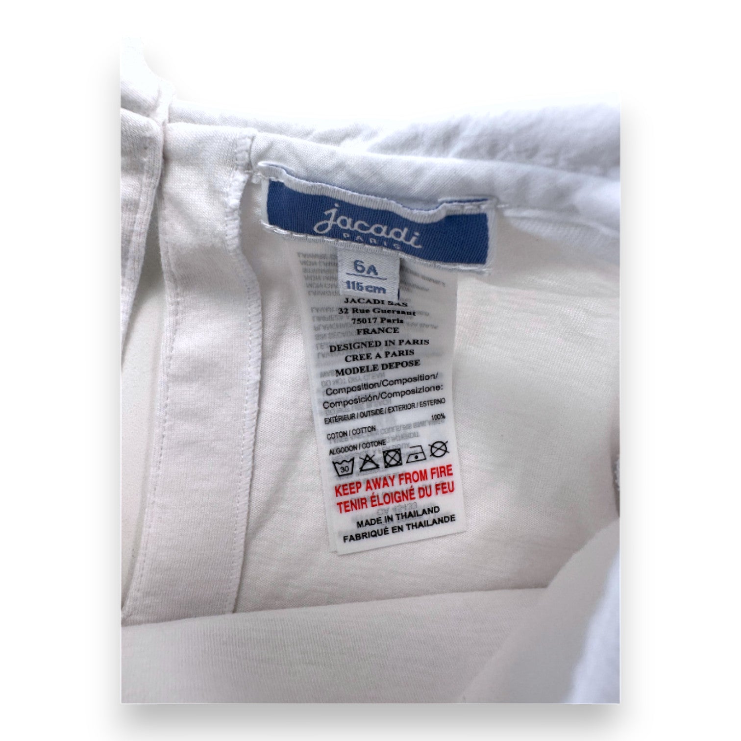 JACADI - White short-sleeved T-shirt - 6 years