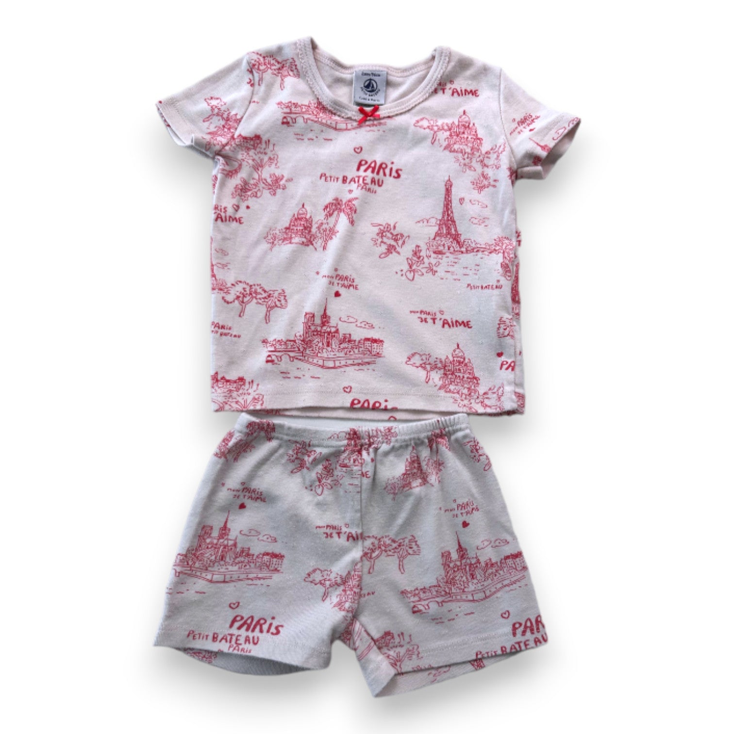 PETIT BATEAU - Ensemble de pyjama rose à motifs - 2 ans