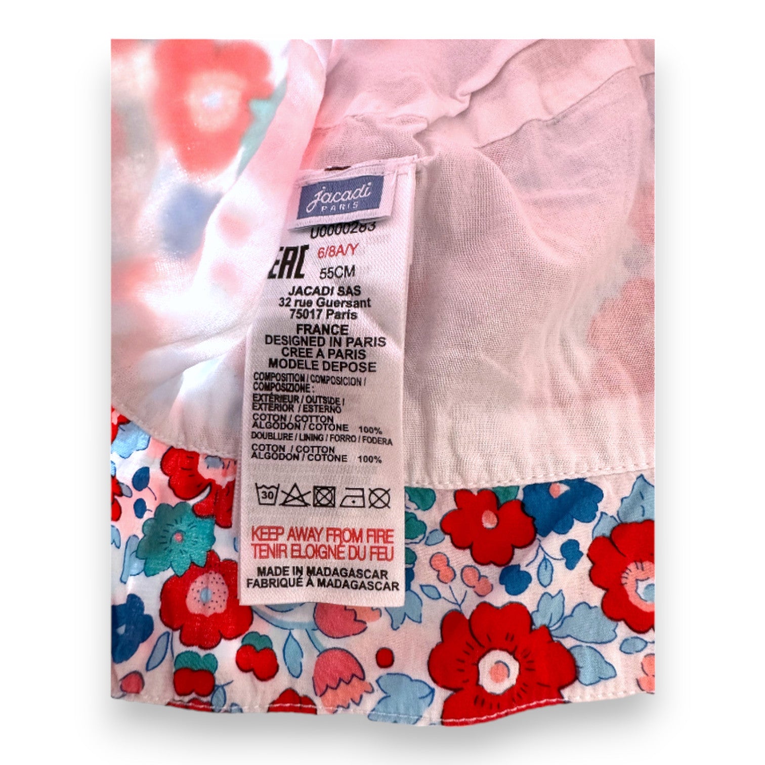 JACADI - White floral bob - 6 years