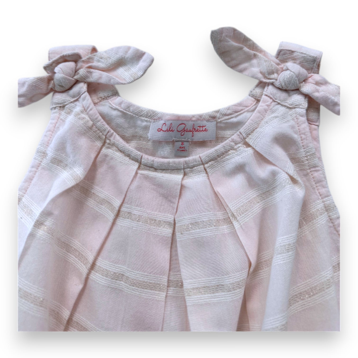 LILI GAUFRETTE - Rosa gestreifter Spielanzug - 8 Jahre