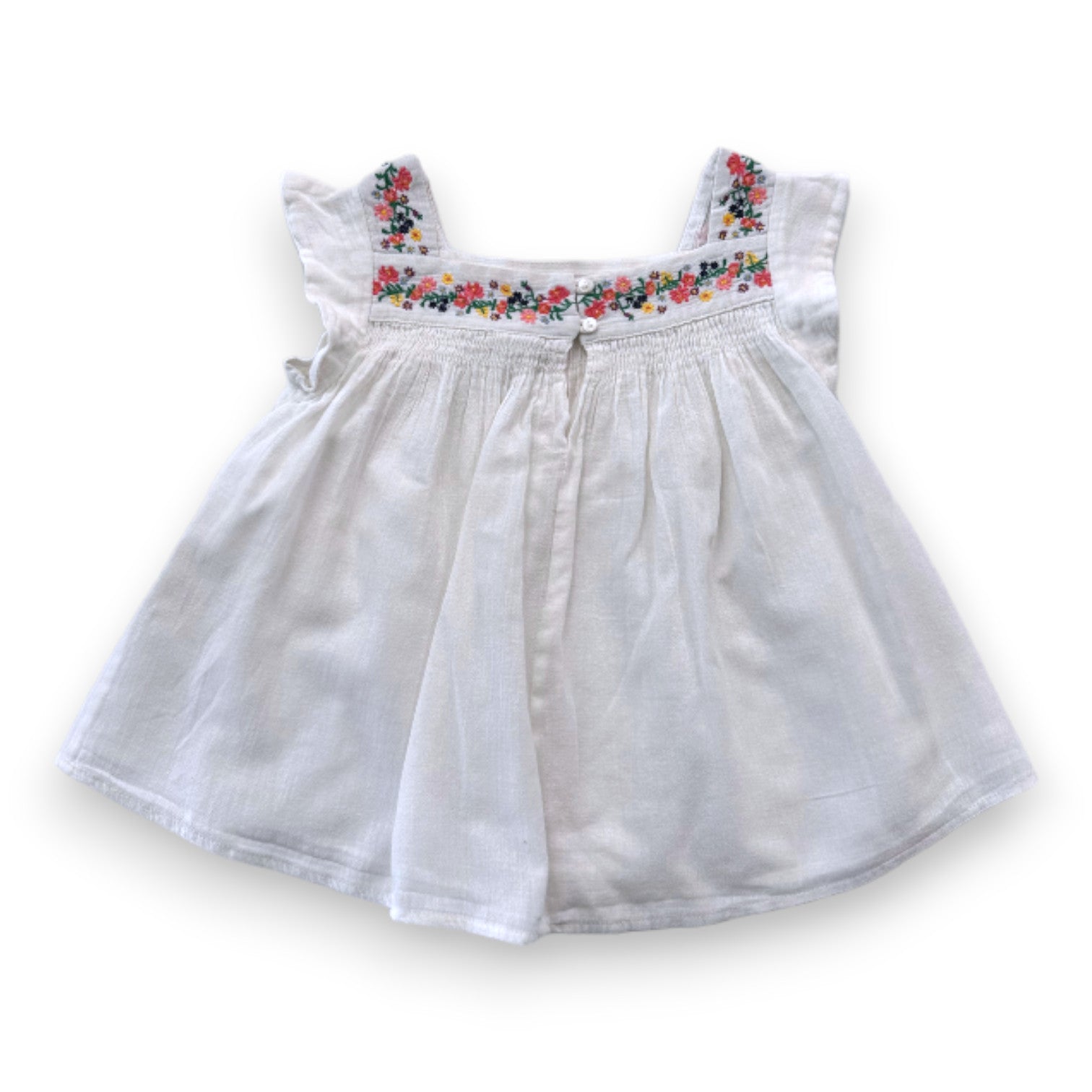 BONTON - White blouse with embroidered flowers - 4 years
