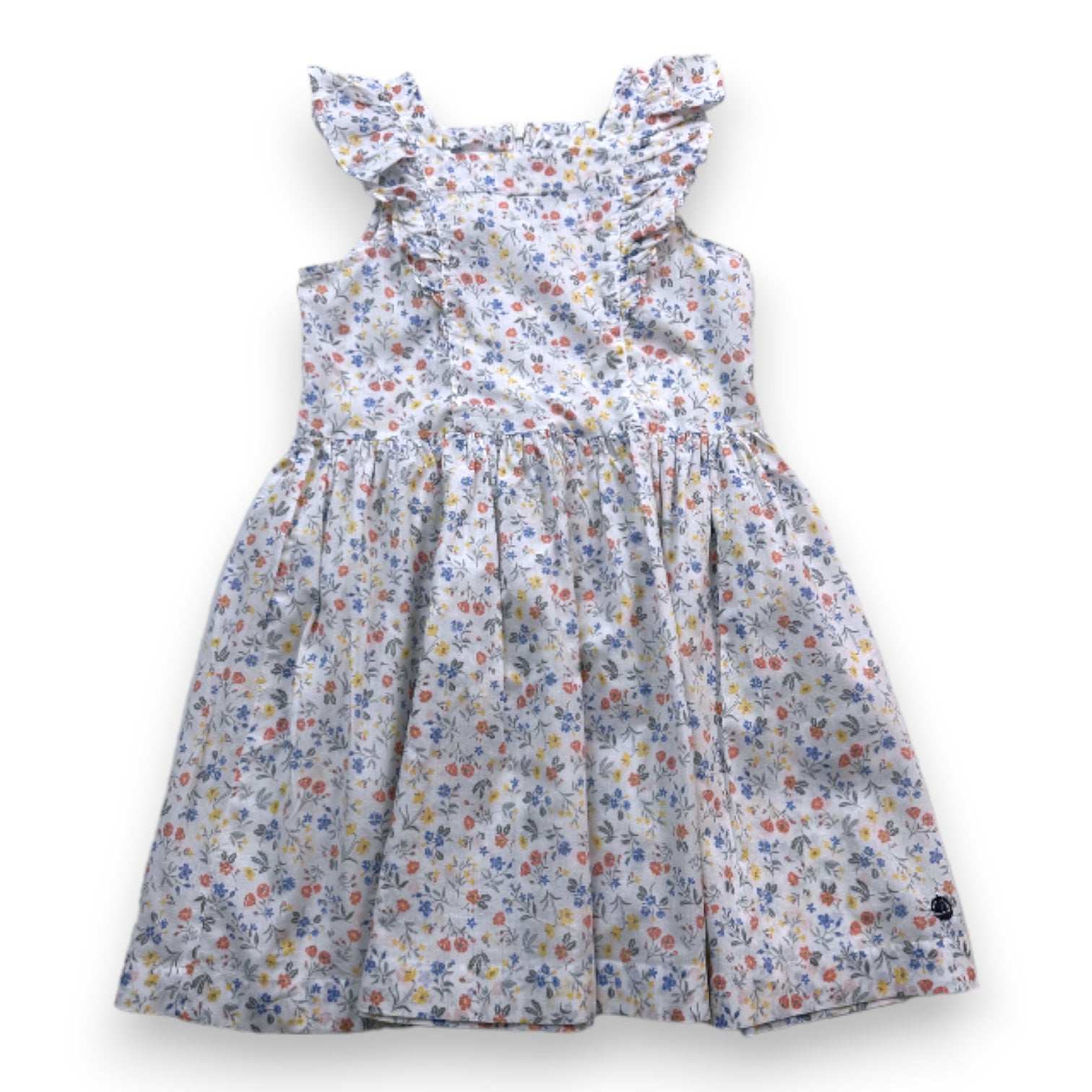 PETIT BATEAU - Weißes Blumenkleid - 8 Jahre