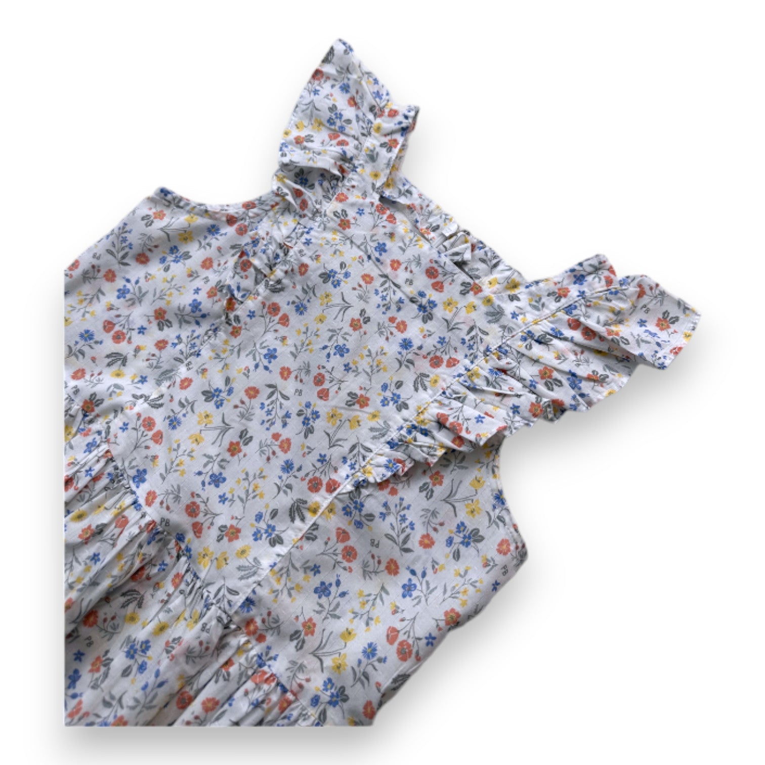 PETIT BATEAU - Weißes Blumenkleid - 8 Jahre