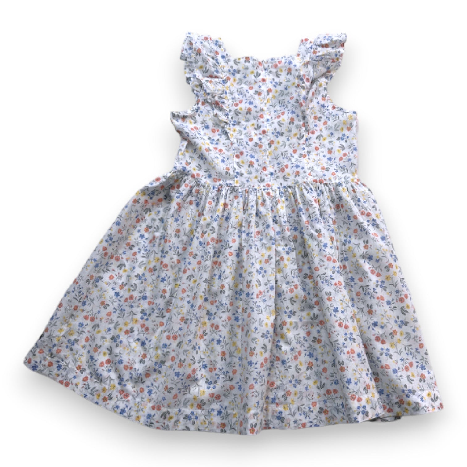 PETIT BATEAU - Robe blanche à fleurs - 8 ans