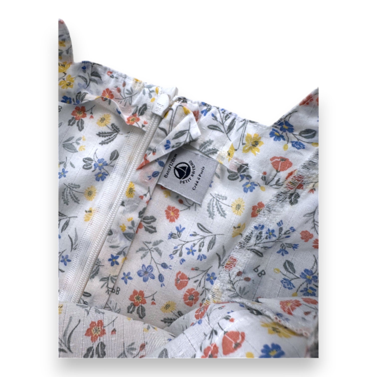 PETIT BATEAU - Robe blanche à fleurs - 8 ans