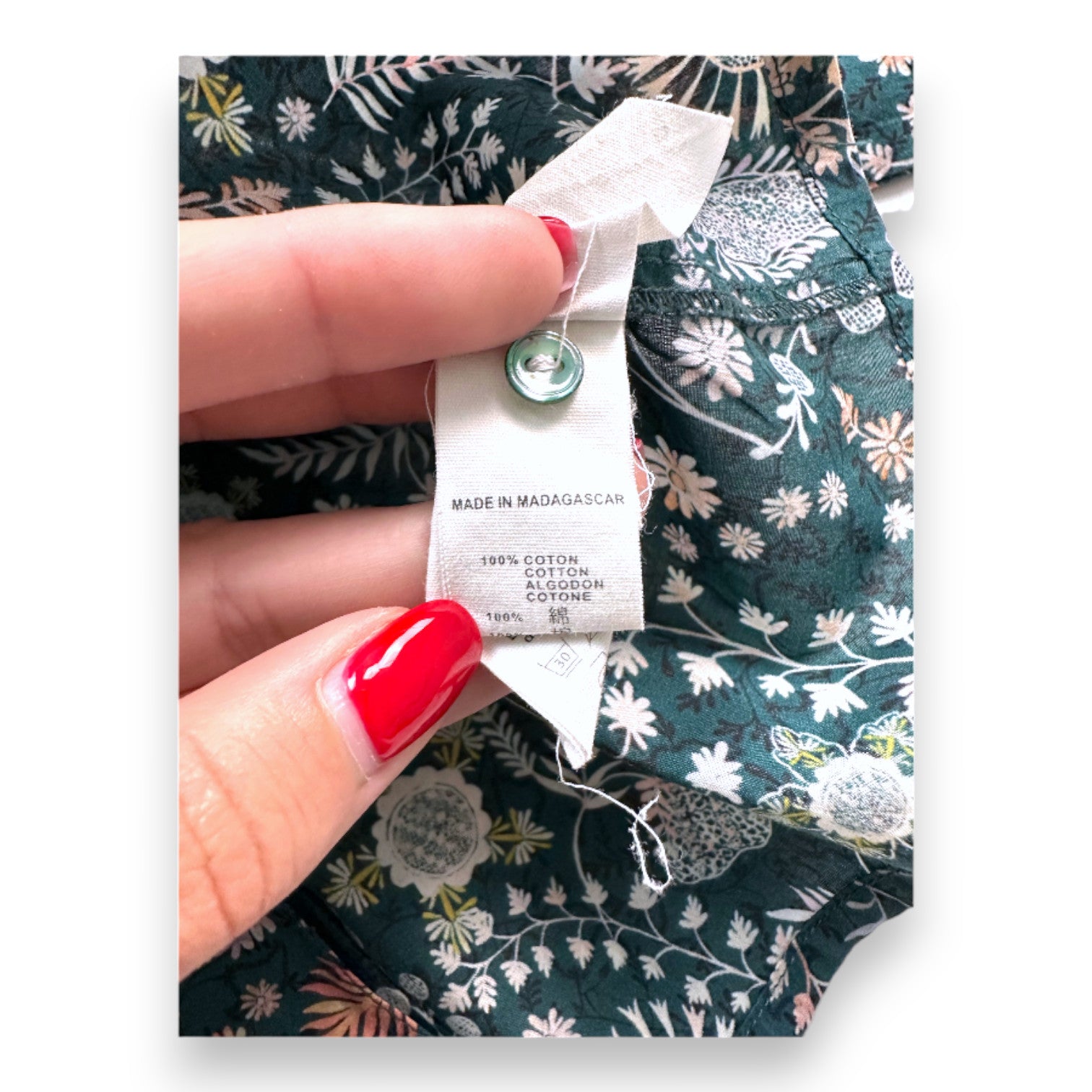 BONPOINT - Blouse verte à fleurs - 6 mois