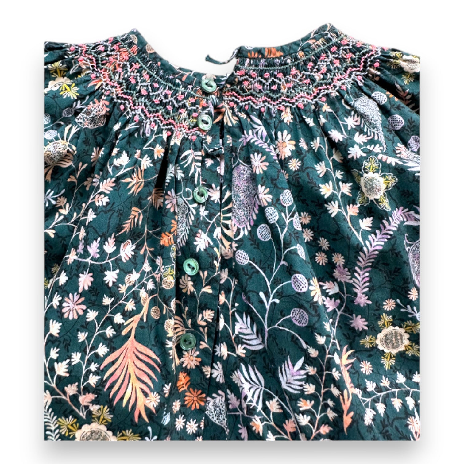 BONPOINT - Blouse verte à fleurs - 6 mois