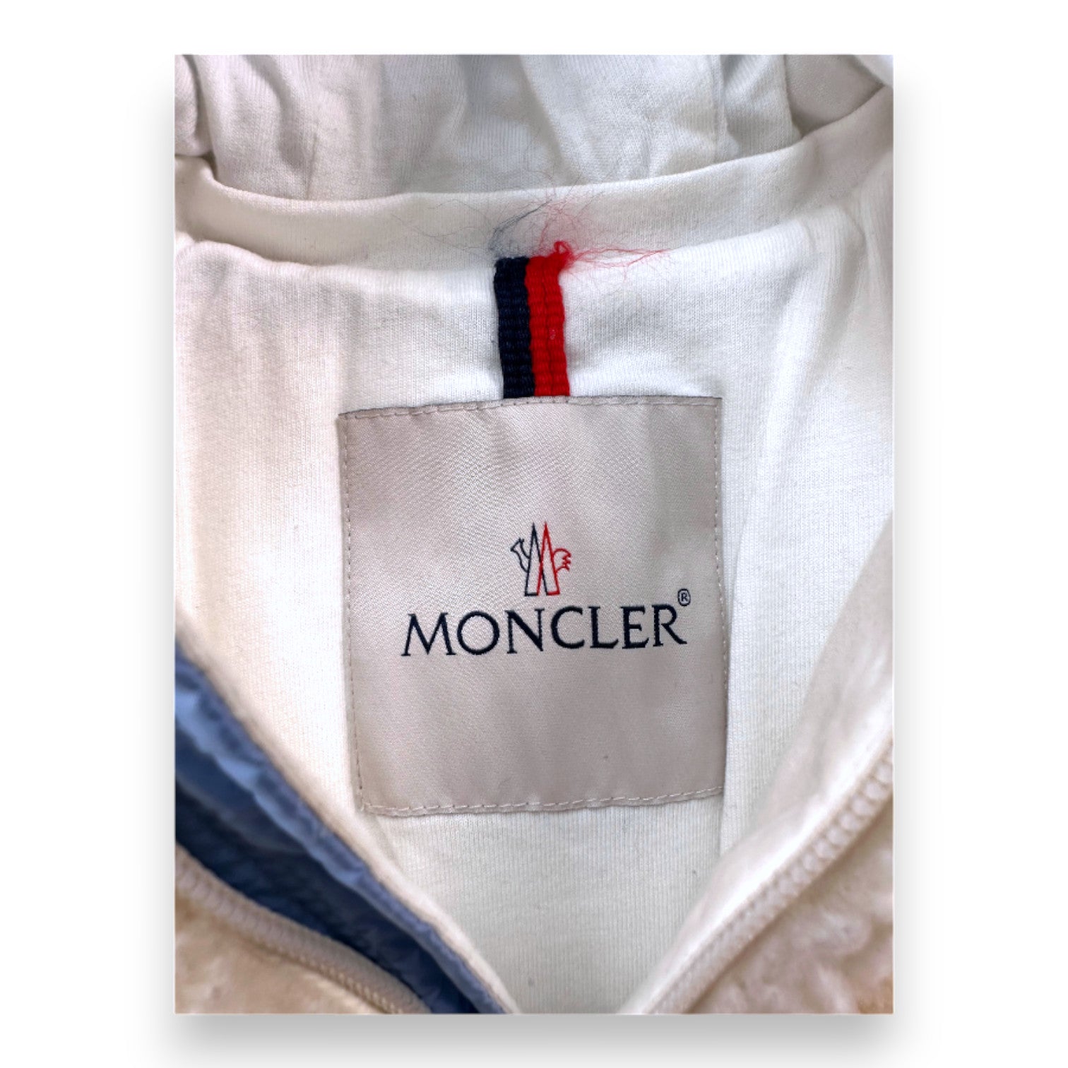 MONCLER - Blue down coat with white fur - 18 months