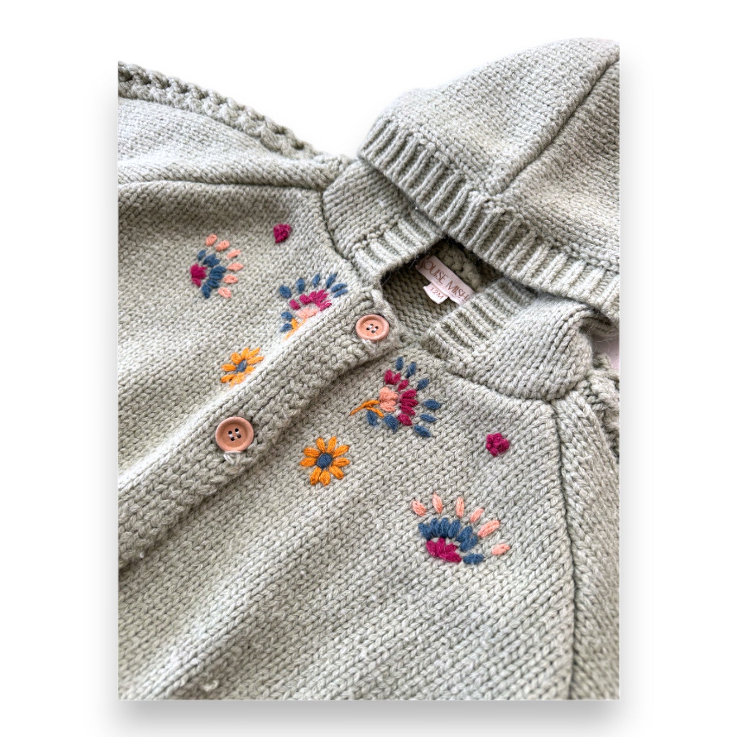 LOUISE MISHA - Grüner Wollponcho mit Blumenmuster - 12 Monate