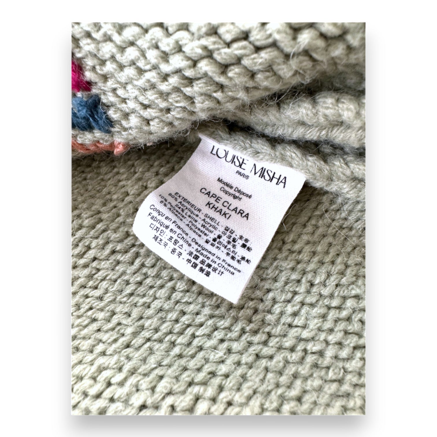 LOUISE MISHA - Grüner Wollponcho mit Blumenmuster - 12 Monate