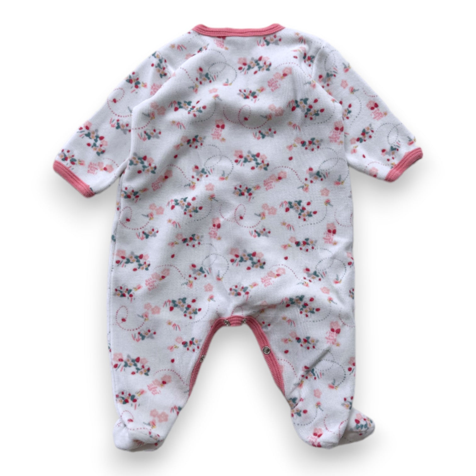 PETIT BATEAU - Weißer und rosa geblümter Pyjama - 3 Monate
