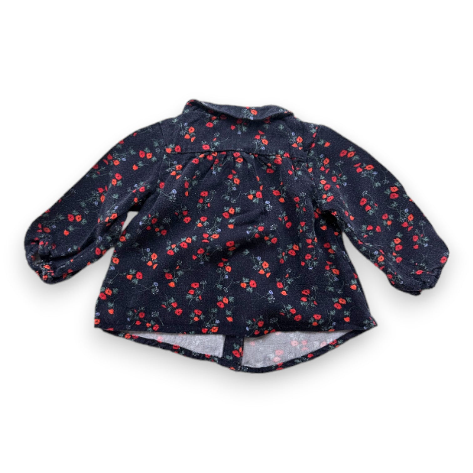 CARREMENT BEAU - Marineblaue Bluse mit Blumenmuster - 9 Monate