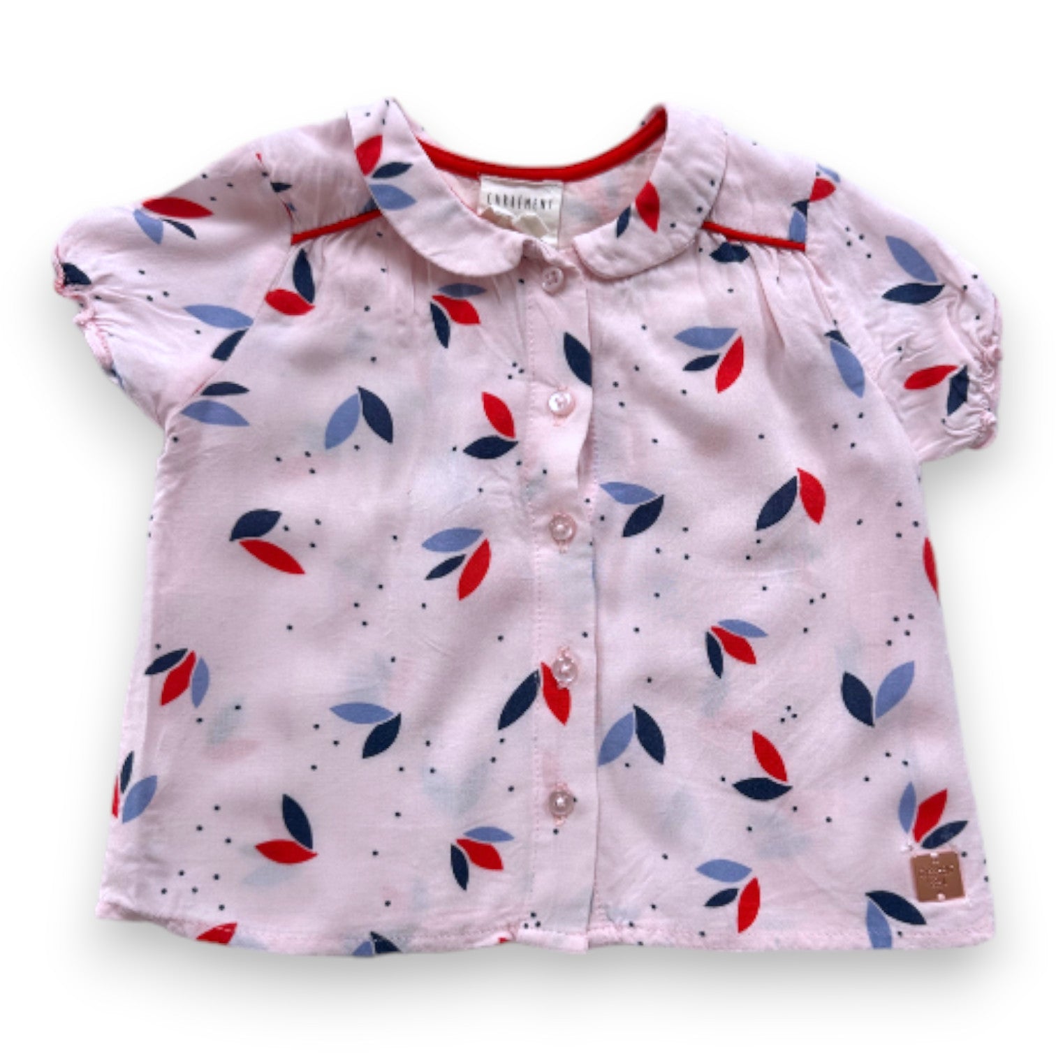 CARREMENT BEAU - Rosa Kurzarmbluse mit Prints - 6 Monate
