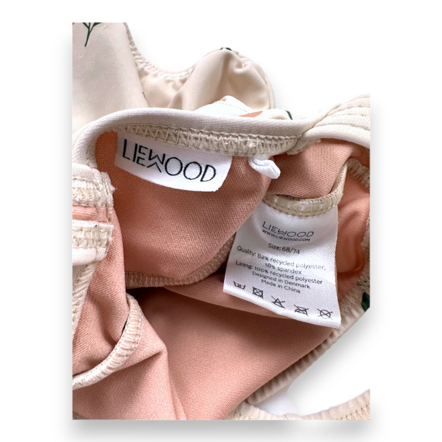 LIEWOOD - Beige one-piece swimsuit with prints - 6 months