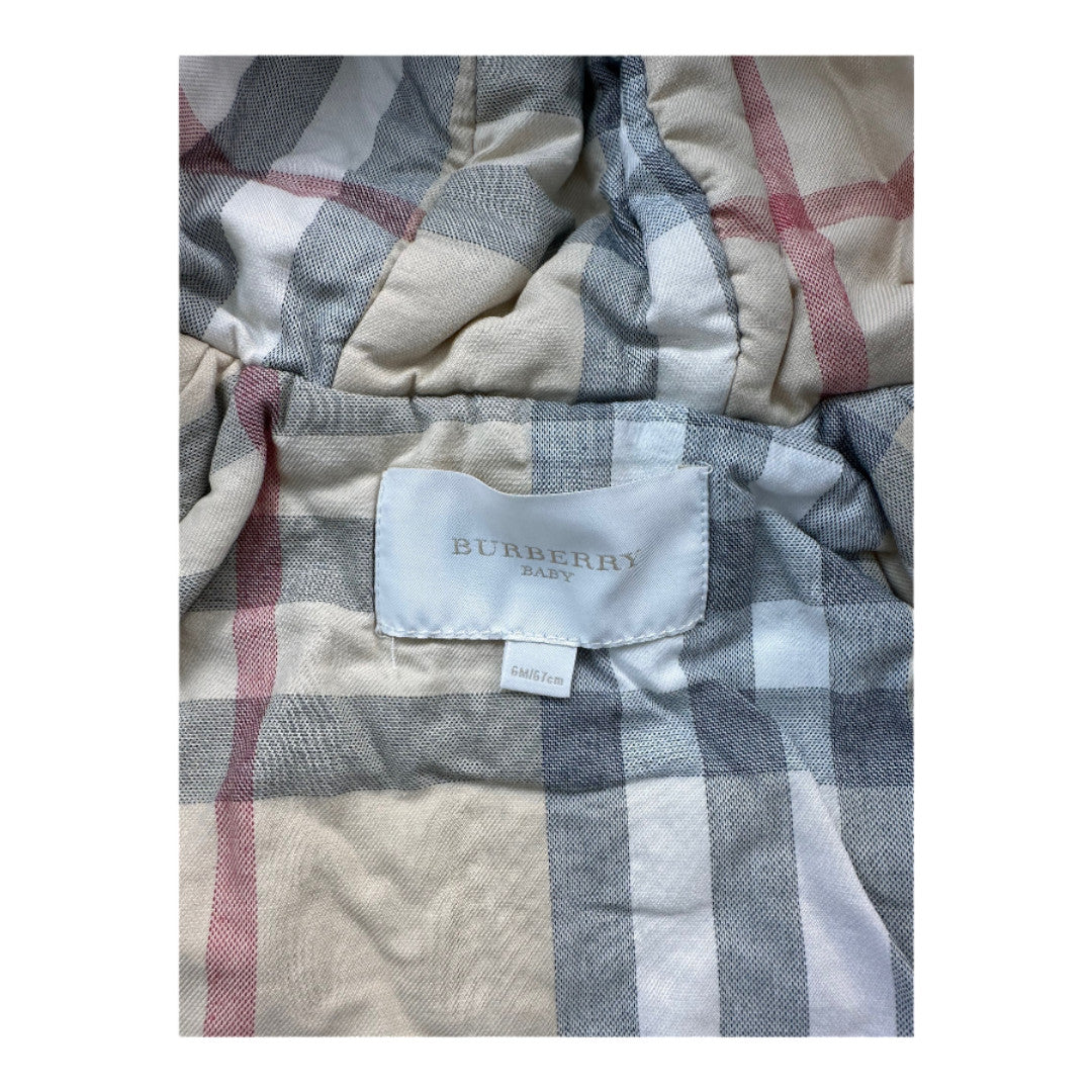 BURBERRY - Beige quilted down jacket - 6 months
