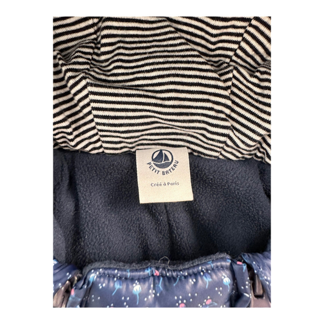 PETIT BATEAU - Navy blue floral pilot suit - 3 months