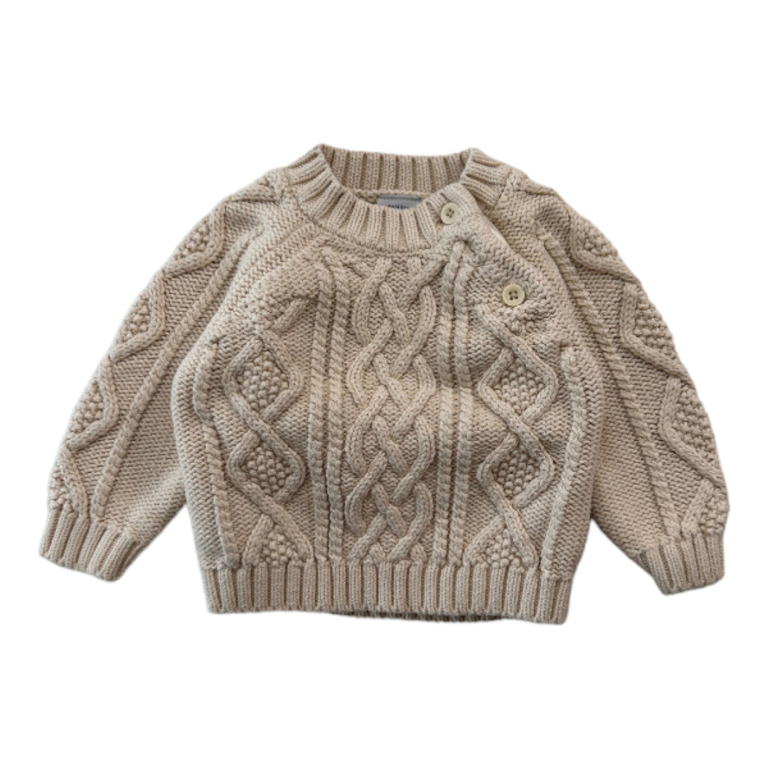 PETIT BATEAU - Beige cable-knit sweater - 6 months