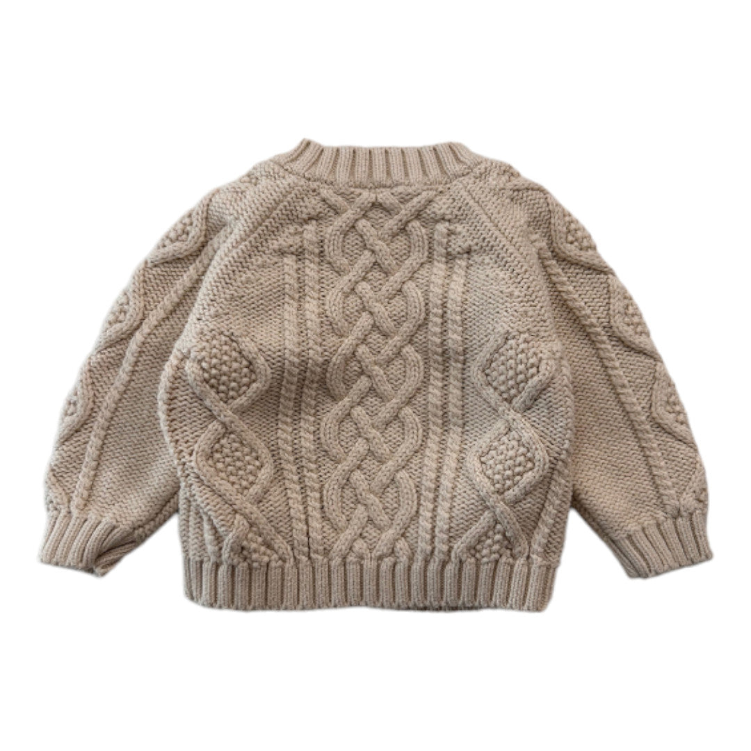 PETIT BATEAU - Beige cable-knit sweater - 6 months