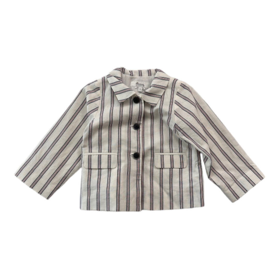 BONPOINT - Weißer Leinenblazer mit blauen und roten Streifen - 3 Jahre
