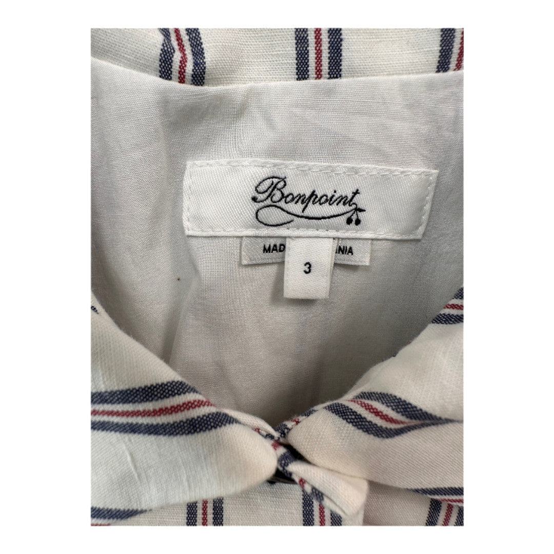 BONPOINT - White linen blazer with blue and red stripes - 3 years