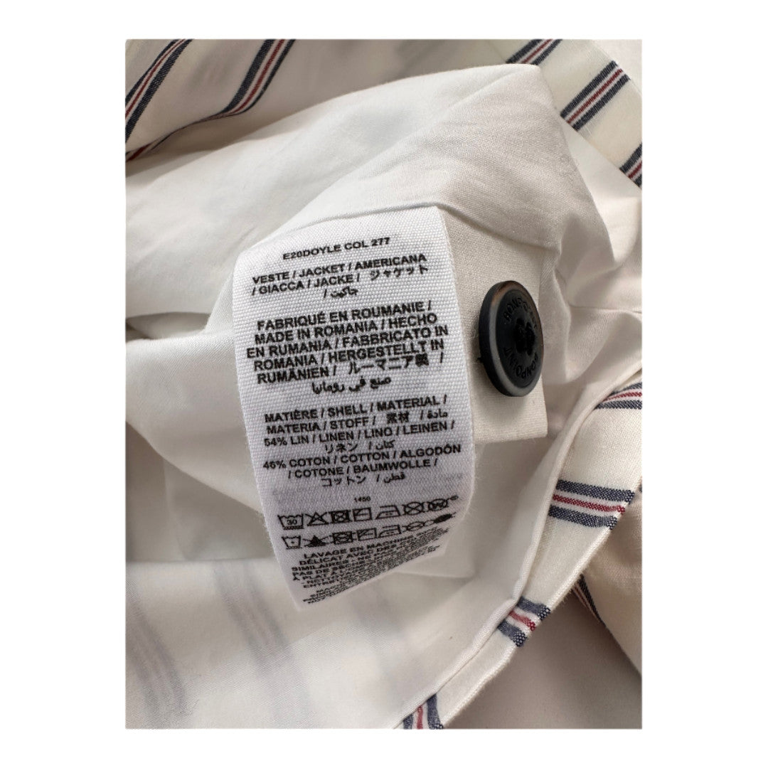 BONPOINT - White linen blazer with blue and red stripes - 3 years