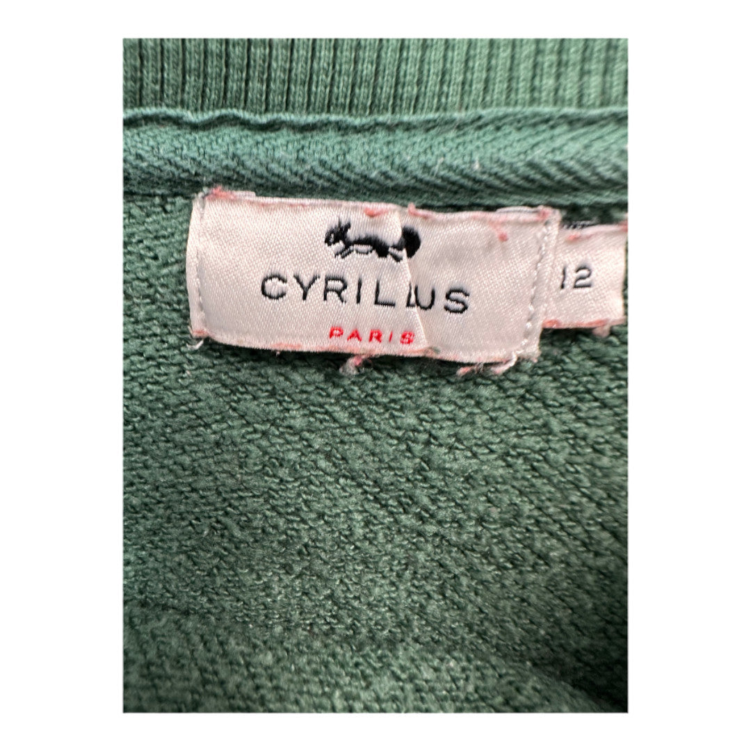 CYRILLUS - Green long-sleeved sweatshirt with embroidery - 12 years