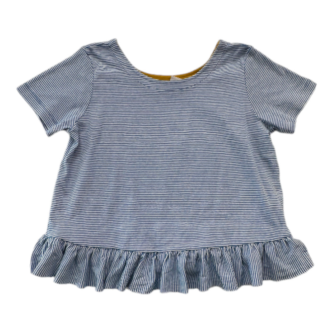 PETIT BATEAU - T-shirt à manches courtes bleu et blanc à rayures - 10 ans