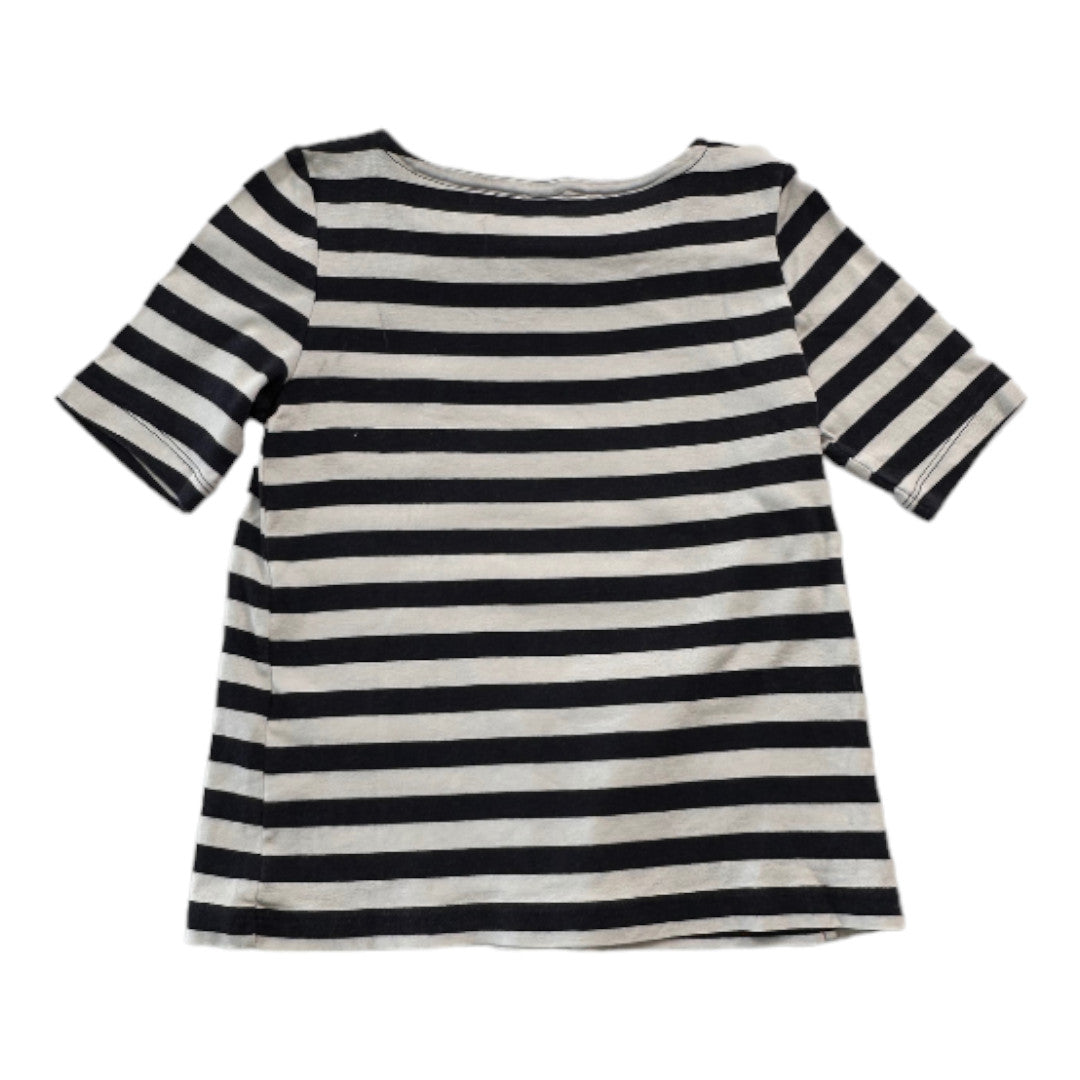 PETIT BATEAU - T-shirt bleu et balnc à rayures - 8 ans
