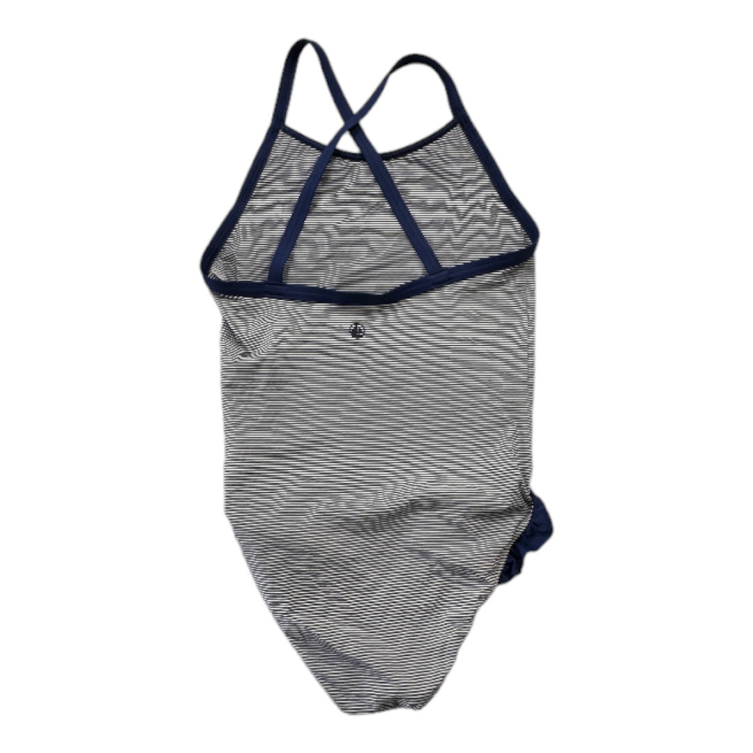 PETIT BATEAU - Maillot de bain bleu et blanc à rayures - 10 ans