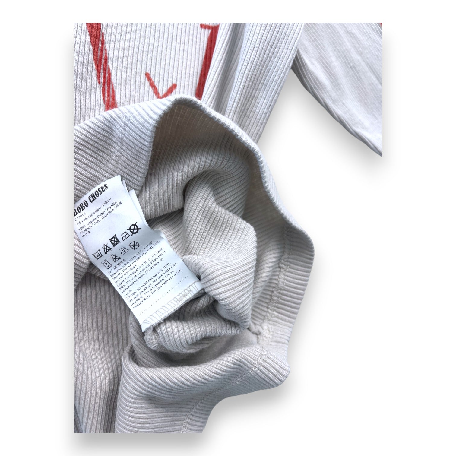 BOBO CHOSES - Cremefarbenes, geripptes Langarm-T-Shirt - 4/5 Jahre