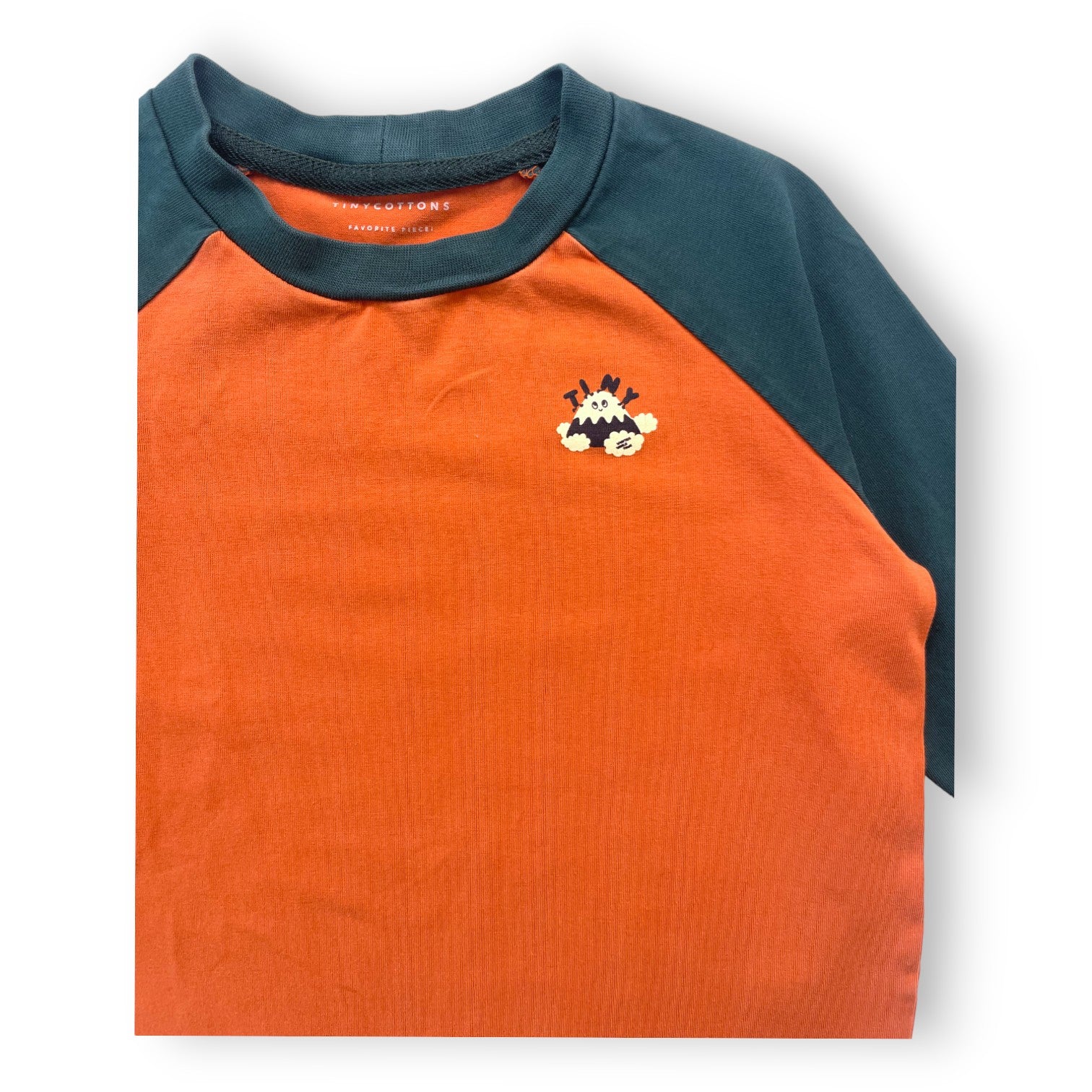 TINY COTTONS - Orange-grünes Langarm-T-Shirt - 4 Jahre