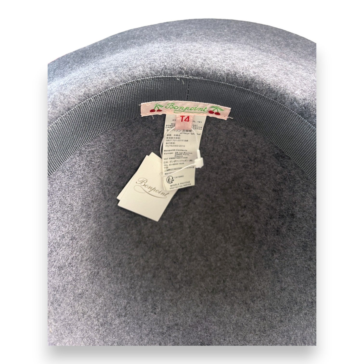 BONPOINT - Chapeau en laine gris (neuf) - T4