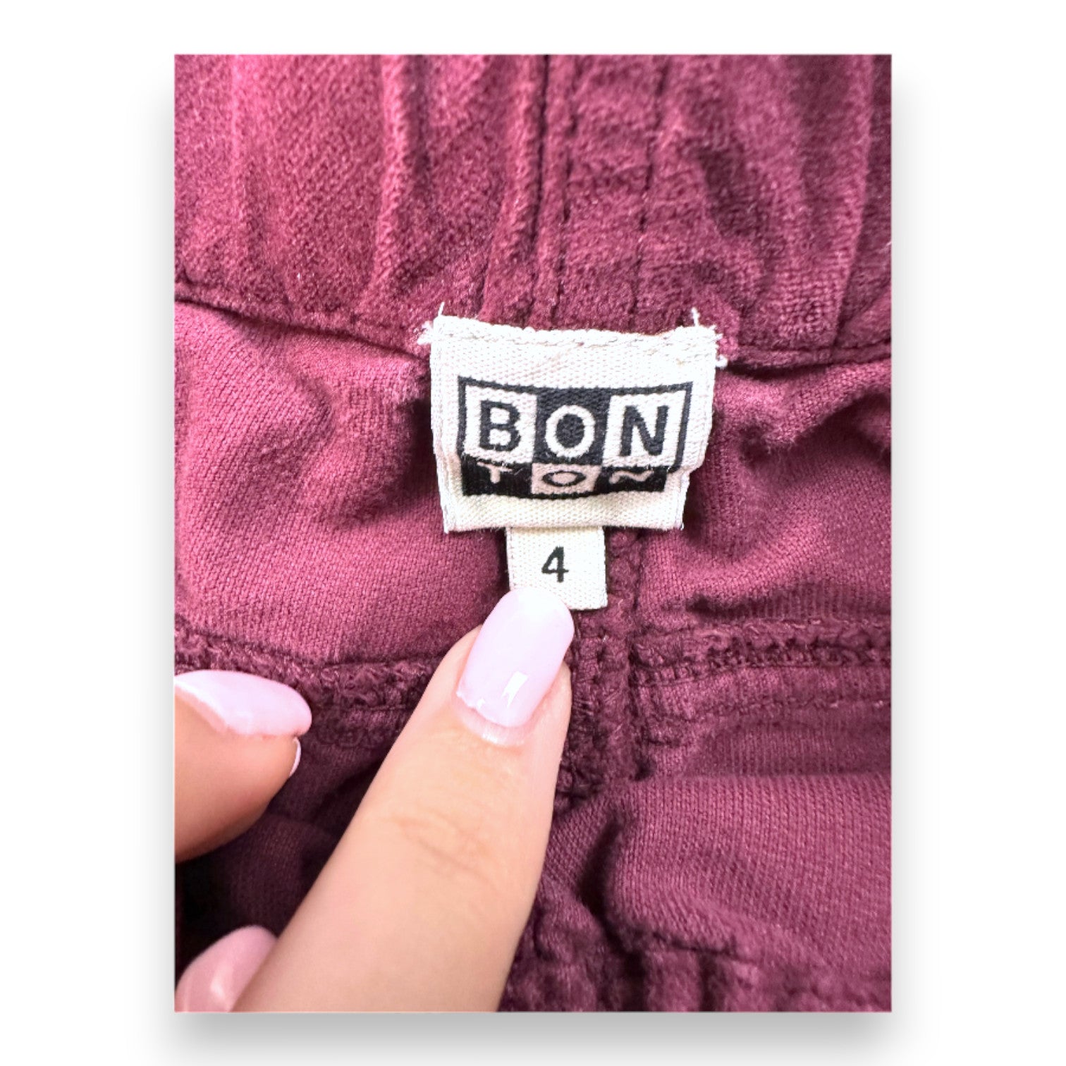 BONTON - Burgundy velvet-effect pants - 4 years